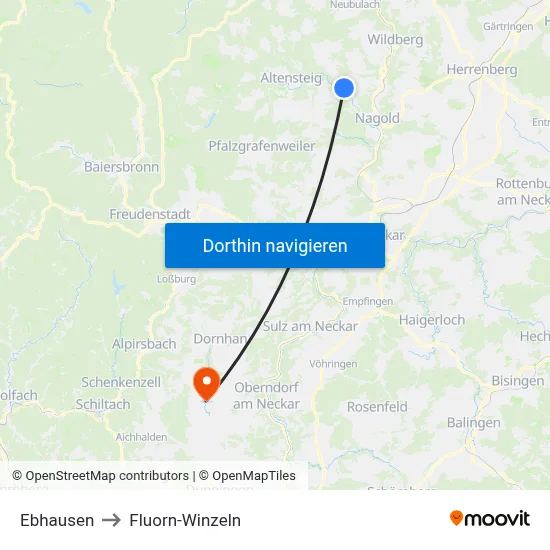 Ebhausen to Fluorn-Winzeln map