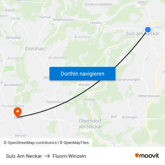 Sulz Am Neckar to Fluorn-Winzeln map