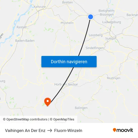 Vaihingen An Der Enz to Fluorn-Winzeln map