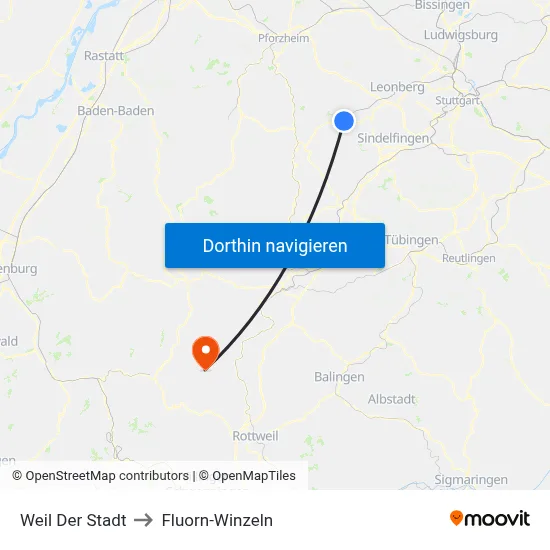Weil Der Stadt to Fluorn-Winzeln map