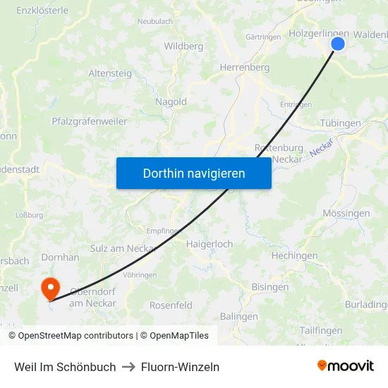 Weil Im Schönbuch to Fluorn-Winzeln map