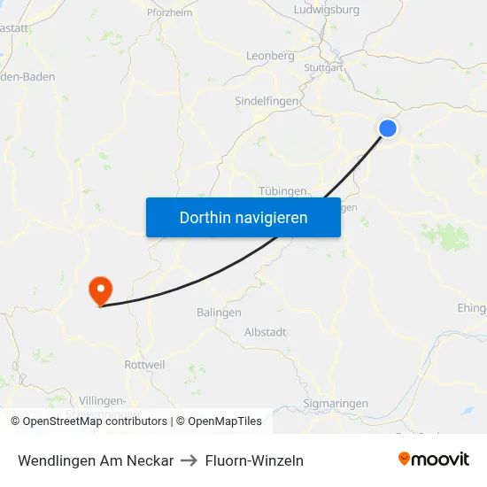 Wendlingen Am Neckar to Fluorn-Winzeln map