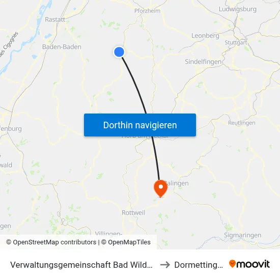 Verwaltungsgemeinschaft Bad Wildbad to Dormettingen map