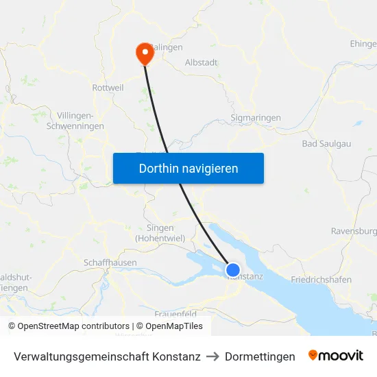 Verwaltungsgemeinschaft Konstanz to Dormettingen map