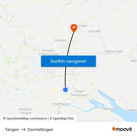 Tengen to Dormettingen map