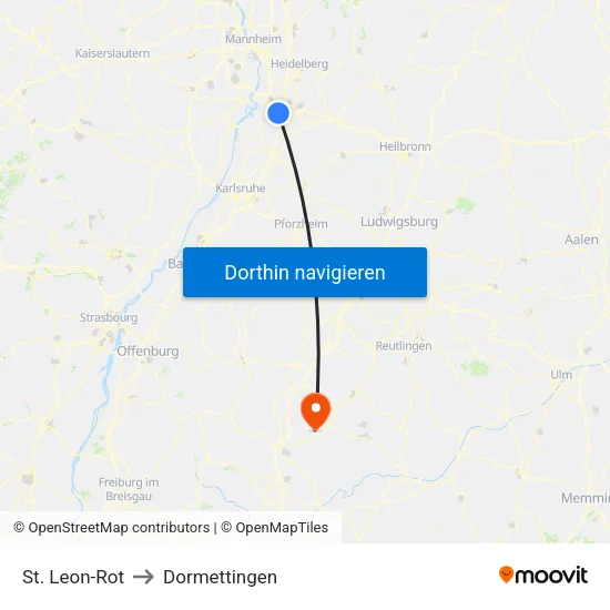 St. Leon-Rot to Dormettingen map