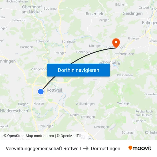 Verwaltungsgemeinschaft Rottweil to Dormettingen map