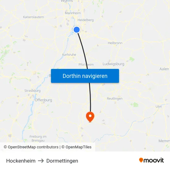Hockenheim to Dormettingen map