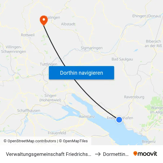 Verwaltungsgemeinschaft Friedrichshafen to Dormettingen map