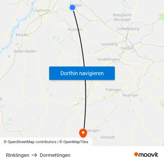 Rinklingen to Dormettingen map