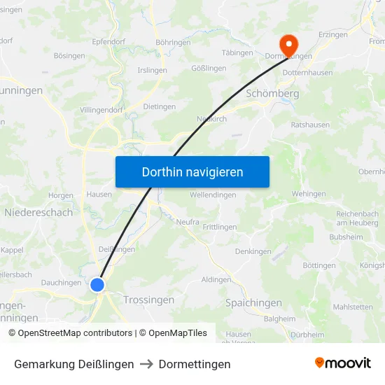 Gemarkung Deißlingen to Dormettingen map