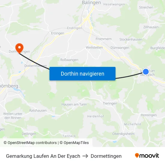 Gemarkung Laufen An Der Eyach to Dormettingen map