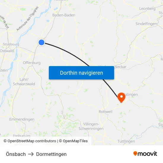 Önsbach to Dormettingen map
