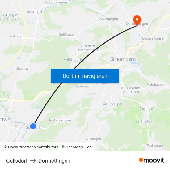 Göllsdorf to Dormettingen map