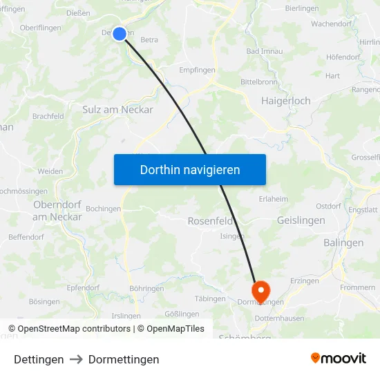 Dettingen to Dormettingen map