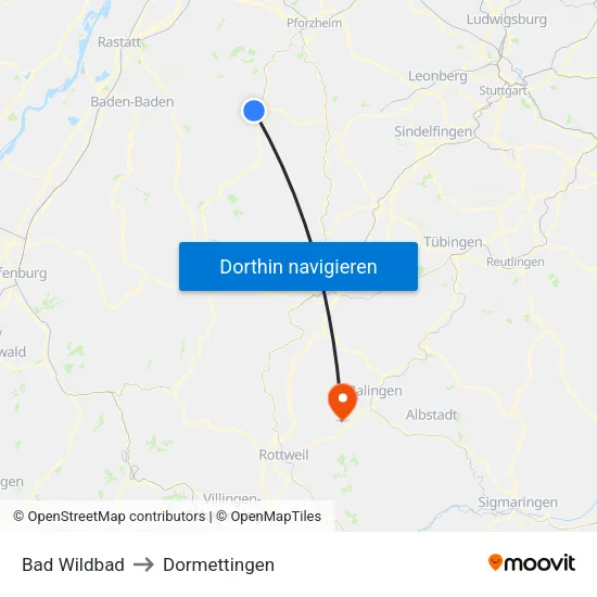 Bad Wildbad to Dormettingen map