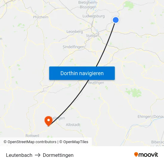 Leutenbach to Dormettingen map