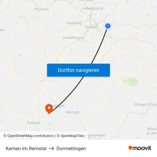 Kernen Im Remstal to Dormettingen map