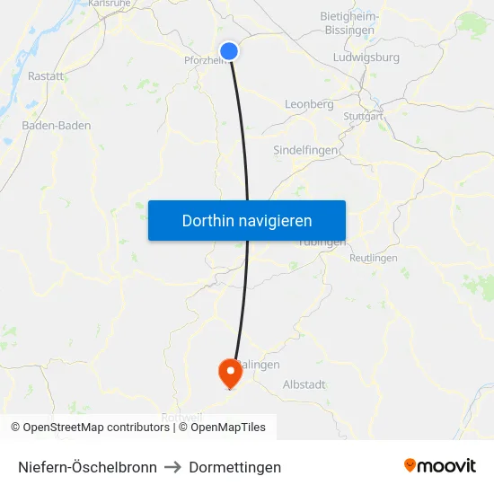 Niefern-Öschelbronn to Dormettingen map
