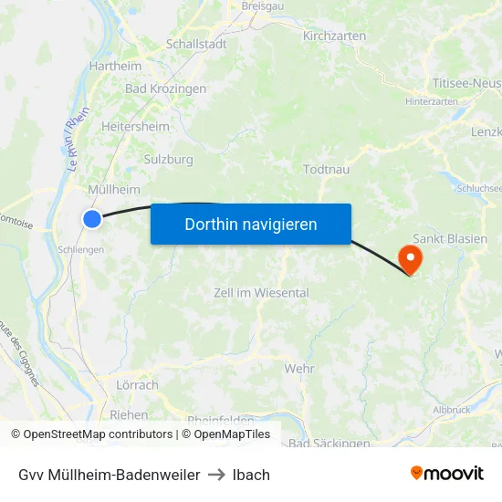 Gvv Müllheim-Badenweiler to Ibach map