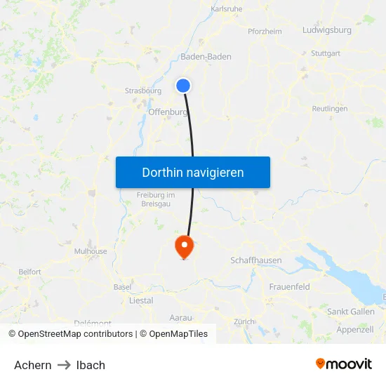Achern to Ibach map