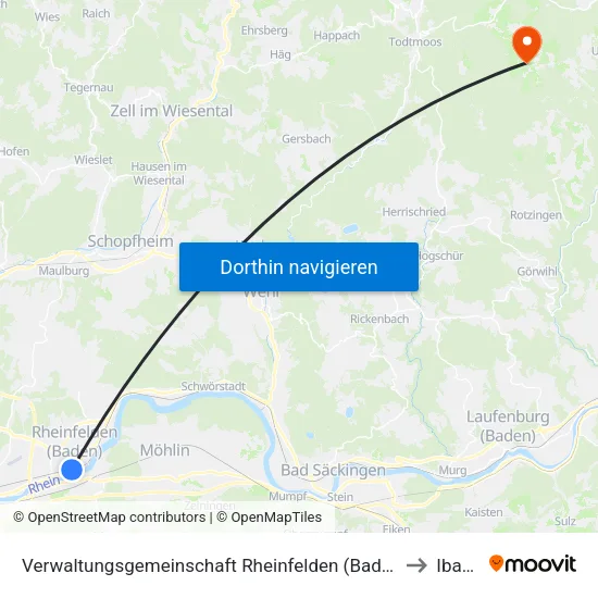 Verwaltungsgemeinschaft Rheinfelden (Baden) to Ibach map