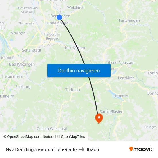 Gvv Denzlingen-Vörstetten-Reute to Ibach map