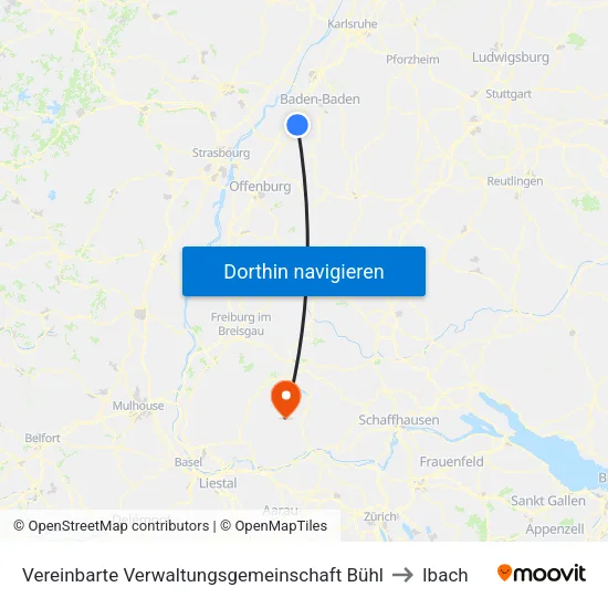 Vereinbarte Verwaltungsgemeinschaft Bühl to Ibach map