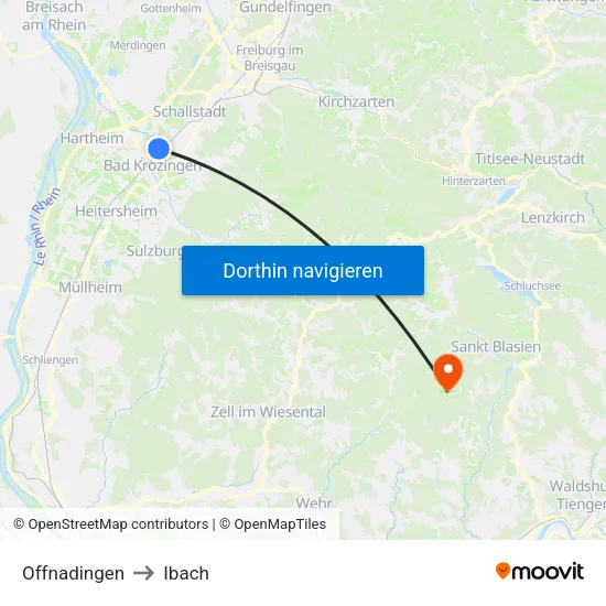 Offnadingen to Ibach map