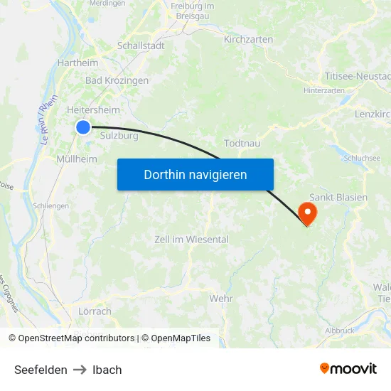 Seefelden to Ibach map