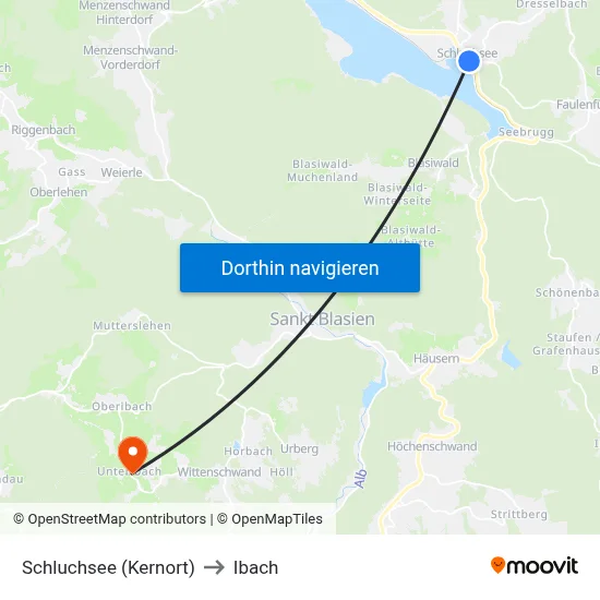 Schluchsee (Kernort) to Ibach map