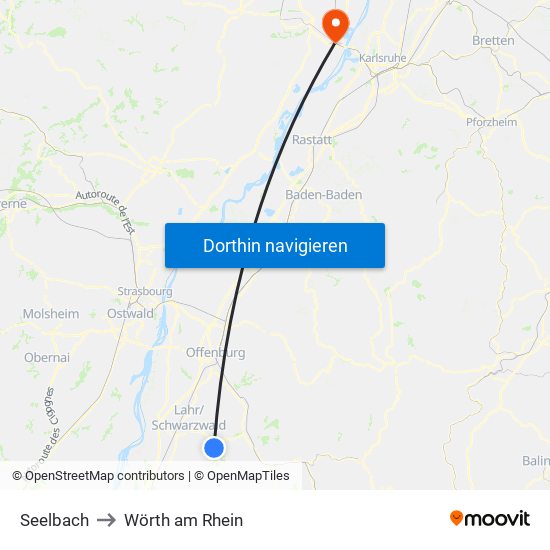 Seelbach to Wörth am Rhein map