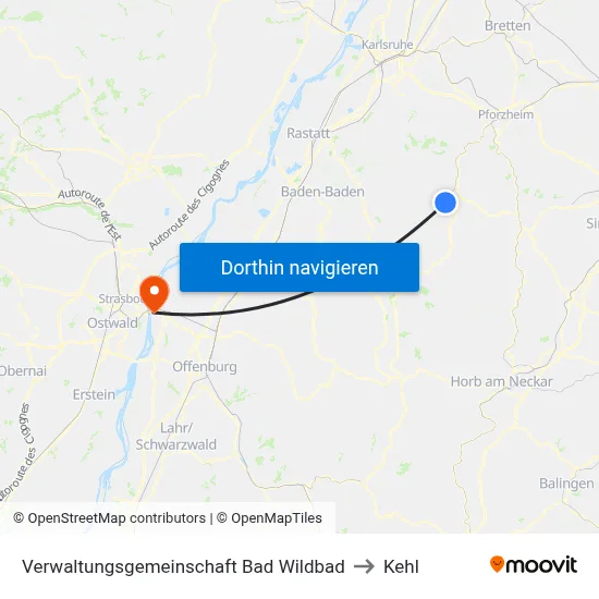 Verwaltungsgemeinschaft Bad Wildbad to Kehl map