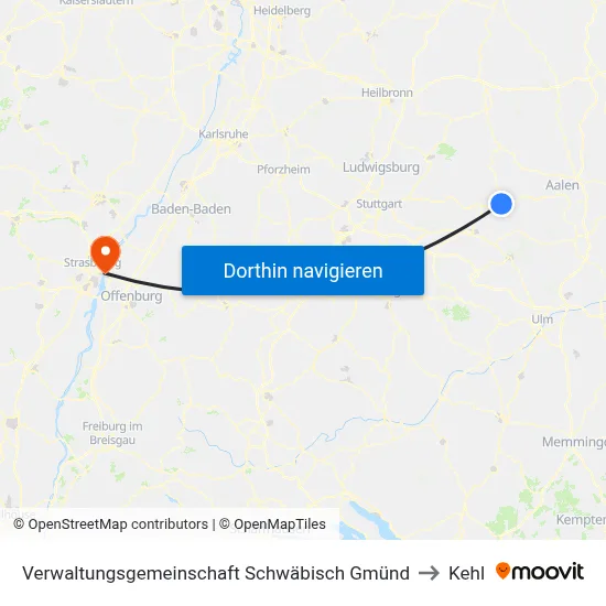 Verwaltungsgemeinschaft Schwäbisch Gmünd to Kehl map