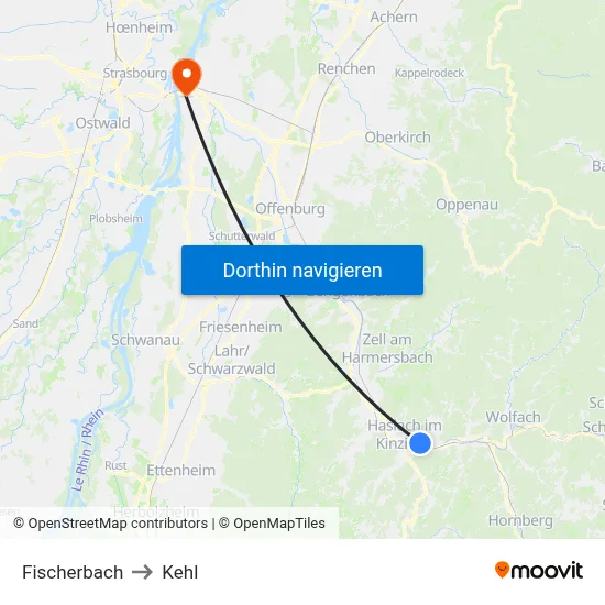 Fischerbach to Kehl map