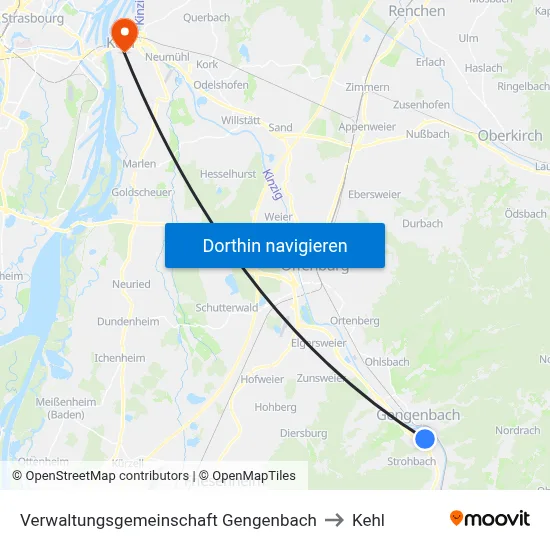 Verwaltungsgemeinschaft Gengenbach to Kehl map