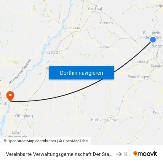 Vereinbarte Verwaltungsgemeinschaft Der Stadt Bietigheim-Bissingen to Kehl map