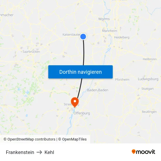Frankenstein to Kehl map