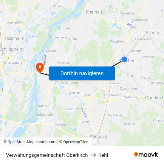 Verwaltungsgemeinschaft Oberkirch to Kehl map