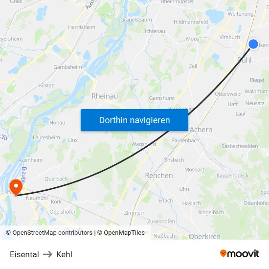 Eisental to Kehl map