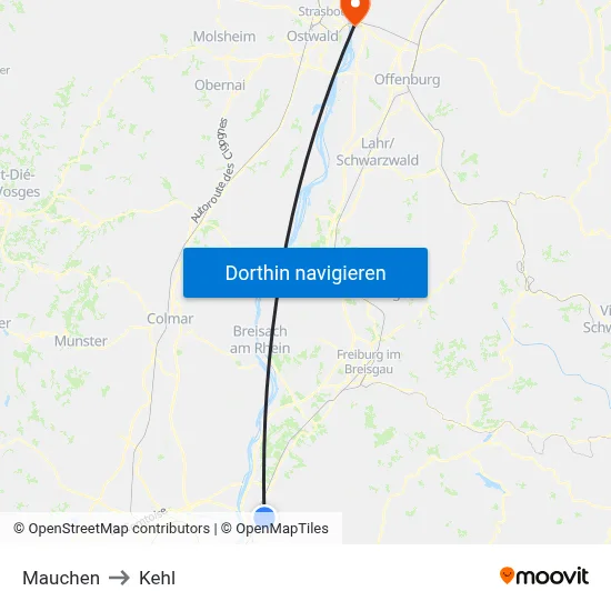 Mauchen to Kehl map