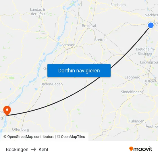 Böckingen to Kehl map