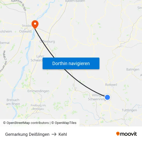 Gemarkung Deißlingen to Kehl map
