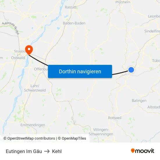 Eutingen Im Gäu to Kehl map
