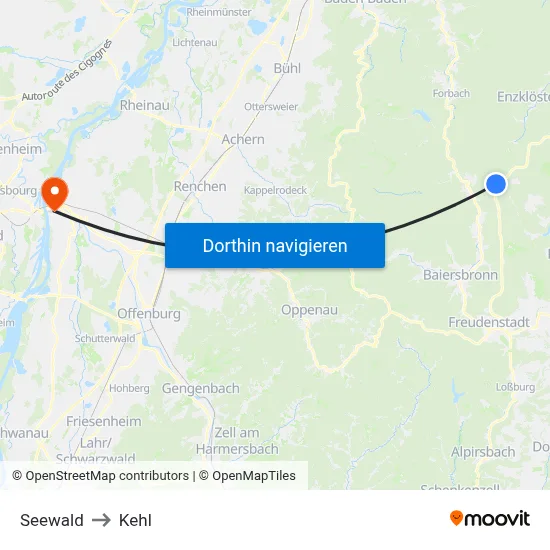 Seewald to Kehl map