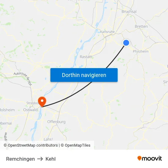 Remchingen to Kehl map