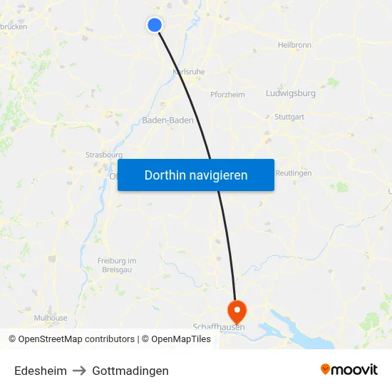 Edesheim to Gottmadingen map