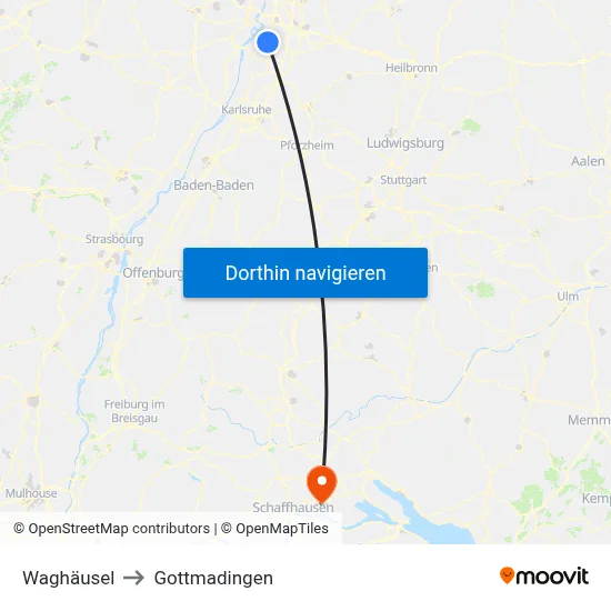 Waghäusel to Gottmadingen map