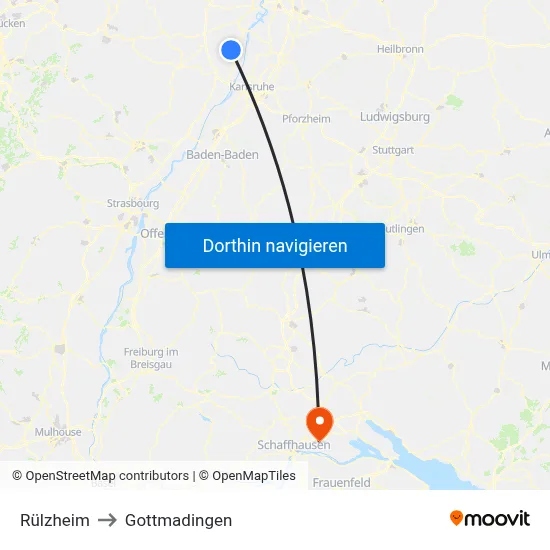Rülzheim to Gottmadingen map