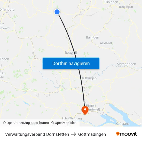 Verwaltungsverband Dornstetten to Gottmadingen map